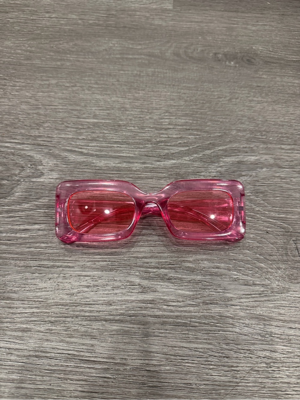 Trendy Pink Rectangular Sunglasses